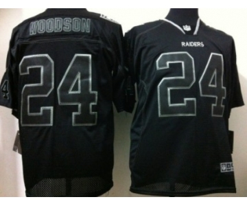 Nike Oakland Raiders #24 Charles Woodson Lights Out Black Elite Jersey