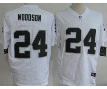 Nike Oakland Raiders #24 Charles Woodson White Elite Jersey