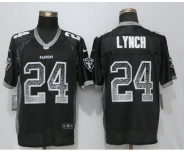 Nike Oakland Raiders #24 Marshawn Lynch Black Drift Fashion Elite Jersey