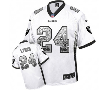 Nike Oakland Raiders #24 Marshawn Lynch White Men's Stitched NFL Elite Drift Fashion Jersey