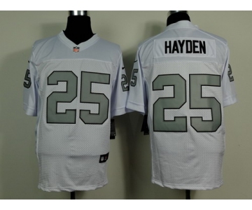 Nike Oakland Raiders #25 D.J. Hayden White With Silvery Elite Jersey