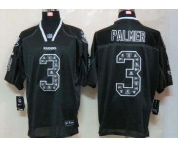 Nike Oakland Raiders #3 Carson Palmer Lights Out Black Ornamented Elite Jersey