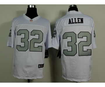 Nike Oakland Raiders #32 Marcus Allen White With Silvery Elite Jersey