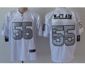 Nike Oakland Raiders #55 Rolando McClain White With Silvery Elite Jersey