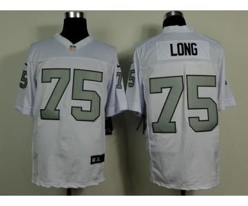 Nike Oakland Raiders #75 Howie Long White With Silvery Elite Jersey