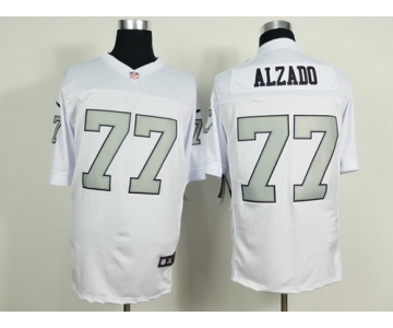 Nike Oakland Raiders #77 Lyle Alzado White With Silvery Elite Jersey