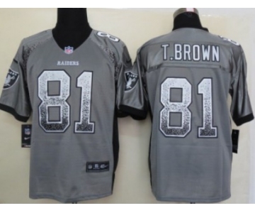 Nike Oakland Raiders #81 Tim Brown Drift Fashion Gray Elite Jersey