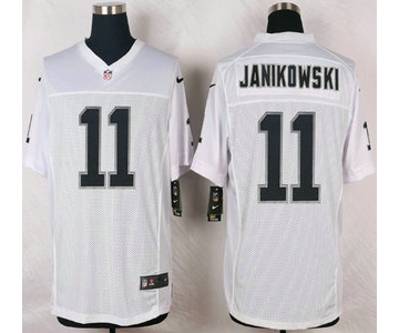 Oakland Raiders #11 Sebastian Janikowski Nike White Elite Jersey