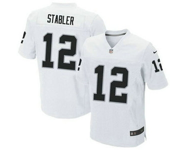 Oakland Raiders #12 Ken Stabler Nike White Elite Jersey