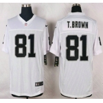 Oakland Raiders #81 Tim Brown Nike White Elite Jersey