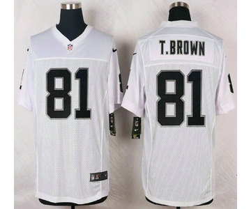 Oakland Raiders #81 Tim Brown Nike White Elite Jersey