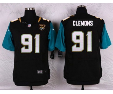 Men's Jacksonville Jaguars #91 Chris Clemons Black Team Color NFL Nike Elite Jersey