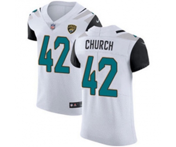 Men's Nike Jacksonville Jaguars #42 Barry Church White Stitched NFL Vapor Untouchable Elite Jersey