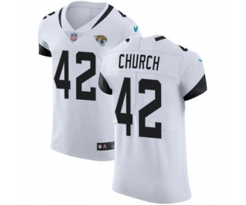 Nike Jacksonville Jaguars #42 Barry Church White Men's Stitched NFL Vapor Untouchable Elite Jersey