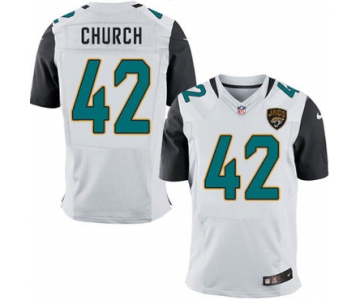 Nike Jaguars #42 Barry Church White Men's Stitched NFL Elite Jersey