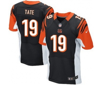 Men's Cincinnati Bengals #19 Brandon Tate Black Team Color NFL Nike Elite Jersey