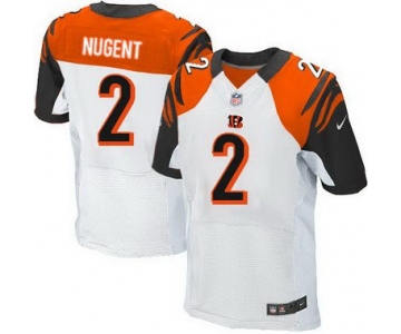 Men's Cincinnati Bengals #2 Mike Nugent White Road NFL Nike Elite Jersey