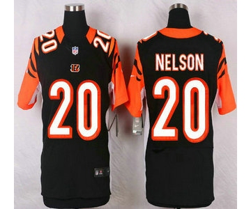 Men's Cincinnati Bengals #20 Reggie Nelson Black Team Color NFL Nike Elite Jersey