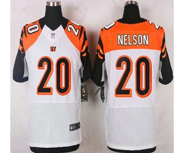 Men's Cincinnati Bengals #20 Reggie Nelson White Road NFL Nike Elite Jersey