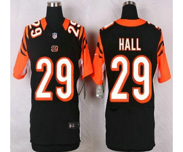 Men's Cincinnati Bengals #29 Leon Hall Black Team Color NFL Nike Elite Jersey