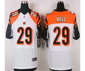 Men's Cincinnati Bengals #29 Leon Hall White Road NFL Nike Elite Jersey