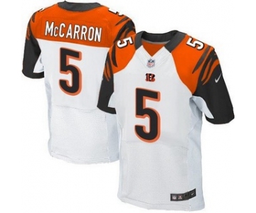 Men's Cincinnati Bengals #5 AJ McCarron White Road NFL Nike Elite Jersey