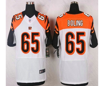 Men's Cincinnati Bengals #65 Clint Boling White Road NFL Nike Elite Jersey