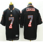 Men's Cincinnati Bengals #7 Boomer Esiason Black USA Flag Fashion NFL Nike Elite Jersey