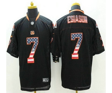 Men's Cincinnati Bengals #7 Boomer Esiason Black USA Flag Fashion NFL Nike Elite Jersey