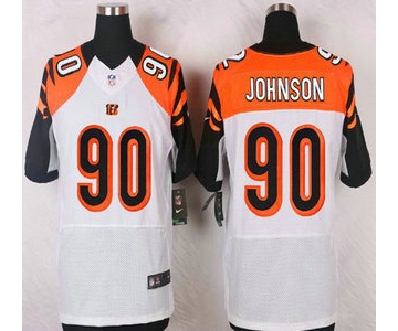 Men's Cincinnati Bengals #90 Michael Johnson White Road NFL Nike Elite Jersey