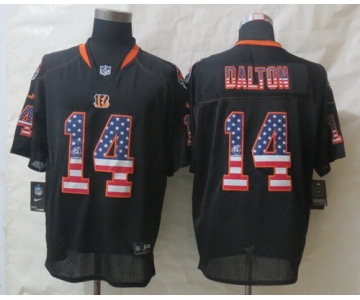 Nike Cincinnati Bengals #14 Andy Dalton 2014 USA Flag Fashion Black Elite Jersey