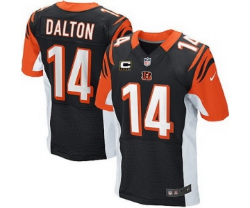 Nike Cincinnati Bengals #14 Andy Dalton Black C Patch Elite Jersey