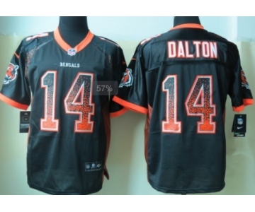 Nike Cincinnati Bengals #14 Andy Dalton Drift Fashion Black Elite Jersey