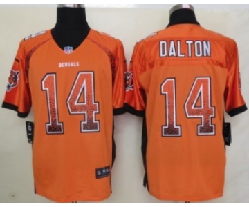 Nike Cincinnati Bengals #14 Andy Dalton Drift Fashion Orange Elite Jersey