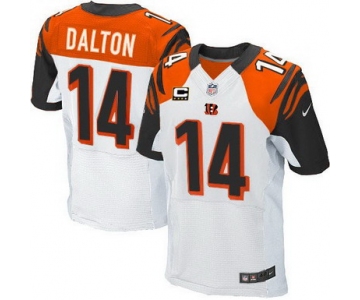 Nike Cincinnati Bengals #14 Andy Dalton White C Patch Elite Jersey