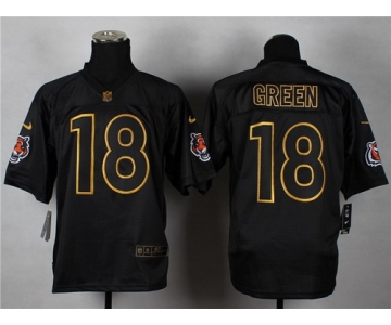 Nike Cincinnati Bengals #18 A.J. Green 2014 All Black/Gold Elite Jersey