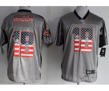 Nike Cincinnati Bengals #18 A.J. Green 2014 USA Flag Fashion Gray Elite Jersey