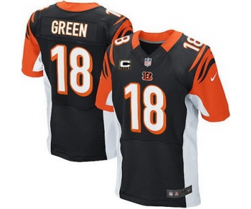 Nike Cincinnati Bengals #18 A.J. Green Black C Patch Elite Jersey