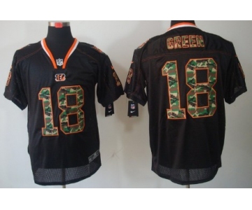 Nike Cincinnati Bengals #18 A.J. Green Black With Camo Elite Jersey