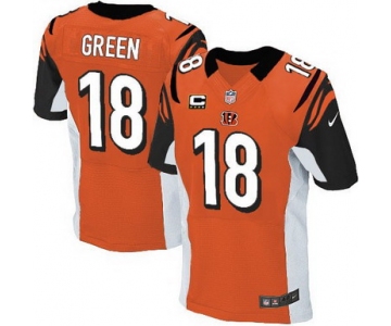 Nike Cincinnati Bengals #18 A.J. Green Orange C Patch Elite Jersey