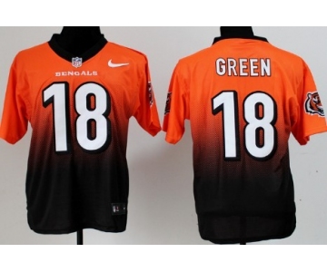 Nike Cincinnati Bengals #18 A.J. Green Orange/Black Fadeaway Elite Jersey