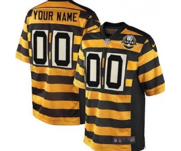 Men's Nike Pittsburgh Steelers Blank (no name and no number)Yellow With Black Throwback 80TH Jersey