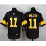 Men's Pittsburgh Steelers #11 Markus Wheaton Black With Yellow Nike NFL Elite Jersey