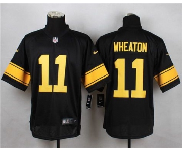 Men's Pittsburgh Steelers #11 Markus Wheaton Black With Yellow Nike NFL Elite Jersey