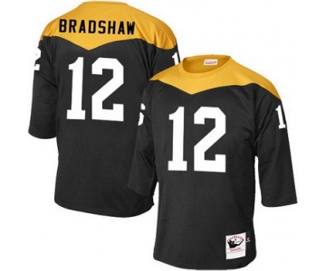 Men's Pittsburgh Steelers #12 Terry Bradshaw Black 1967 Home Throwback NFL Jersey