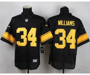 Men's Pittsburgh Steelers #34 DeAngelo Williams Black With Yellow Nike NFL Elite Jersey