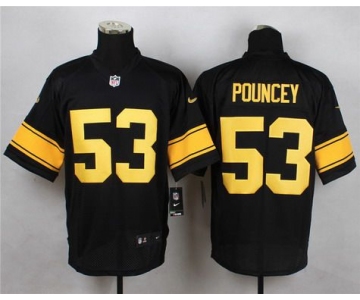 Men's Pittsburgh Steelers #53 Maurkice Pouncey Black With Yellow Nike NFL Elite Jersey