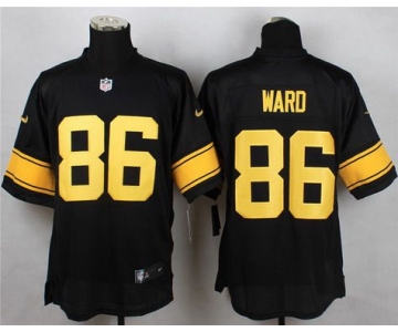 Men's Pittsburgh Steelers #86 Hines Ward Black With Yellow Nike Retired Player NFL Elite Jersey