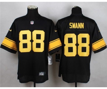 Men's Pittsburgh Steelers #88 Lynn Swann Black With Yellow Retired Player Nike NFL Elite Jersey