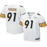Men's Pittsburgh Steelers #91 Kevin Greene White Road NFL Nike Elite Jersey